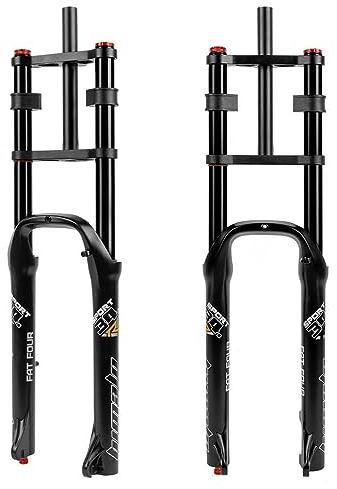 Fourche à Suspension pneumatique pour vélo de Descente VTT de 26 Pouces, Voyage de 160 mm, Fourche Droite à Double épaule, Verrouillage Manuel réglable QR 9 x 135 mm, Maximum pour Pneu de 4,0 Pouces