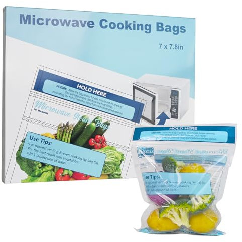 PROCHOP Microwave Steamer Bag - 10 Pack, Blue, Polypropylene, Rectangular, Steam Cooking Bags for Food, Vegetables, Potatoes and Meat, Microwave and Freezer Safe