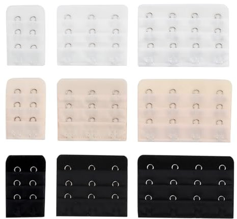 Teuena 9Pcs Bra Extenders, 2 Hooks/3 Hooks/4 Hook Bra Extensions, Women Nylon Bra Strap Extension Elastic Extender Set Soft and Comfortable (Black, Beige, White)