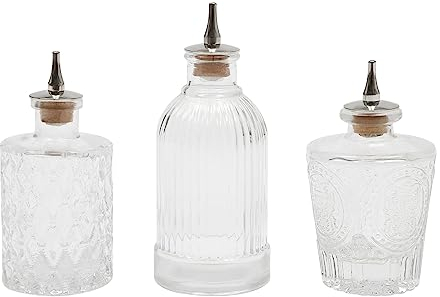 TaNeHaKi 3 Set Bitters Bottle, Glass Bottles For Cocktail Whiskey Mixing Drinks Dispenser With Top Covers Professional Bar Restaurant Ware Kitchen