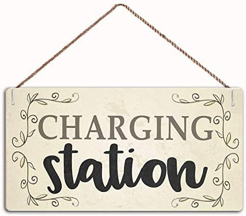 Charging Station - Phone Tablet Laptop Charging Station Plaque Wood Sign Wall Art Poster Coffee Bar Sign Home Decor 10x5inch Gift (WAS04)