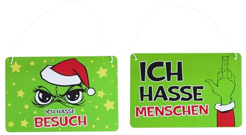 itsisa Dekoschild Blechschild Weihnachten Muffel (2er Set) 21x14 cm - Türschild, Wandschild, Deko Schild, Wandbild, Wichtelgeschenk