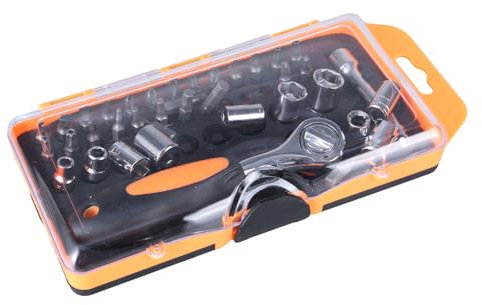 Set completo di cacciaviti e chiavi a bussola con manico ergonomico a cricchetto per la manutenzione della casa