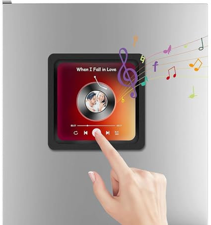 Custom Album Fridge Magnet, Personalized Picture Magnets for Refrigerator with Built-in Music Player, Can Play Songs and Adjust Volume, Unique Home Decoration Gifts for Couples