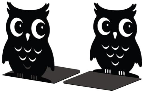 Peacoblue Support de Serre-Livres en MéTal pour éTagèRes DéCoratives, 13,5 X 10,9 X 15cm, Moderne, Robuste, Serre-Livres D'éTude, Support pour éTagèRe de Bureau, 1 Paire (Hibou)