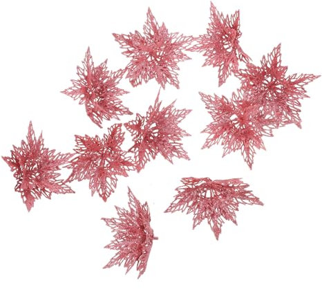 GREENADSCAPE Fiori di Stella di Natale Artificiali Decorazioni Natalizie Casa Glitterate Grandi Stelle di Natale per Addobbi Natalizi