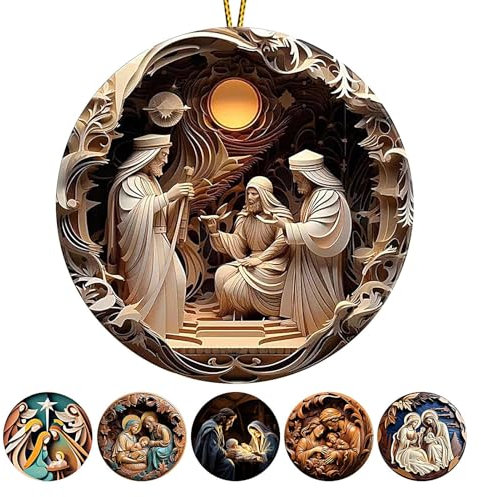 6 Stück Krippe Weihnachtsbaum Anhänger, 2D Acryl Krippe Weihnachtsschmuck, Weihnachts Hängende Deko Weihnachten Ornament, Krippenanhänger Christbaumschmuck Weihnachtsschmuck Geschenk