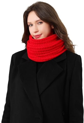 DonDon Schal Damen Winter Winterschal Strickschal Loop Schal Schlauchschal - Rot