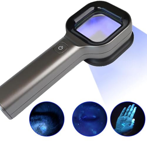 Kabelloser Hautanalysator mit Wood-Lampe, tragbare professionelle Wood-Lampe, EIN-Tasten-Bedienung, klare und stabile Beobachtung, importierte Lichtquelle, für Hautanalyse, Haustiertests