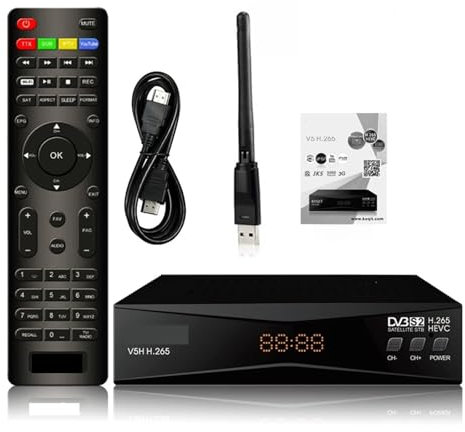 Recherche de satellites, DVBS2 H265 Récepteur Satellite Dvb-s2 Internet Live Screen DVB2IP HEVC Satellite Décodeur HD T2MI Récepteur Sat Finder Biss/VU,Confortable à transporter(V5H Wifi)