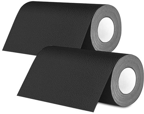 Cigrubo 2 PCS Simili Cuir Autocollant, Patch Reparation Cuir Auto-adhésif Rénovation, Rouleau Adhesif, Pour Sur Les Canapés, Les Sièges de Voiture, Les Meubles de Canapé (Noir, 10 x 160 cm)