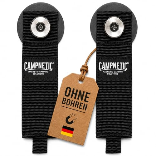 Campnetic Magnetische Schlaufenhalterung - 2er Set für Camping | Magnet universal Halter mit Klett, Camper, Wohnmobil, Klettverschluss Halterung, Camper & Offroad Zubehör, Camping Magent