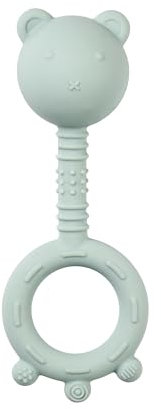 Nattou Silikon-Rassel, Bär, Ca. 16 cm, BPA-frei, Silicone, Pastelgrün