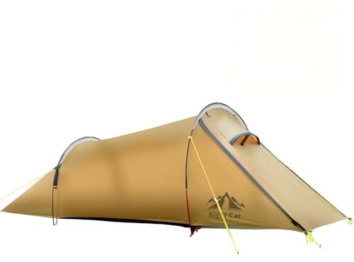 Night Cat Tunnelzelt 1 Personen Wasserdicht: Ultraleichtes Zelt 1.5 KG für Fahrradtour Kleines Packmaß Trekking Camping