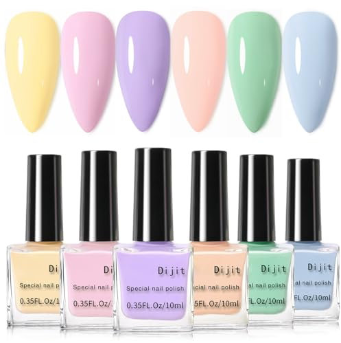 Nude Nail Polish Set - 6 Colors Pink Nail Varnish Set - Soft Yellow Pink Purple Green Nude Blue Pastel Nail Polish Sets - Long Lasting Quick Dry Nail Polish - Light Macaron Candy Nail Varnish Sets