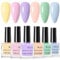Nude Nail Polish Set - 6 Colors Pink Nail Varnish Set - Soft Yellow Pink Purple Green Nude Blue Pastel Nail Polish Sets - Long Lasting Quick Dry Nail Polish - Light Macaron Candy Nail Varnish Sets