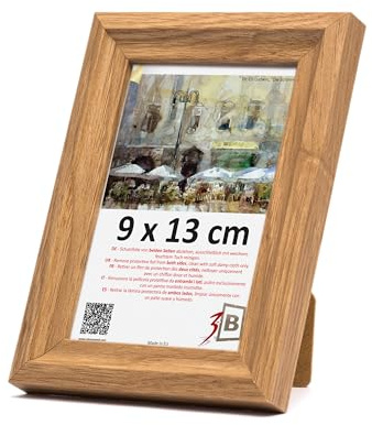 3-B Bilderrahmen MORI - Braun (Eiche mit optisch sanfter Holzmaserung) - 9x13 cm - Holzrahmen, Fotorahmen, Portraitrahmen mit Acrylglas