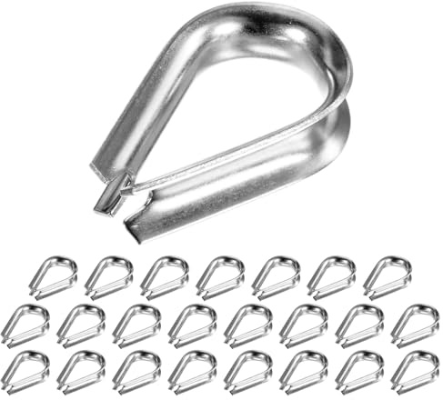 M METERXITY 24-Pack Wire Rope Thimbles, M6 Stainless Steel 6mm Rope Thimble Rigging for Diameter Cable Rigging/Sailing/Clothesline, Wire Cable Protection