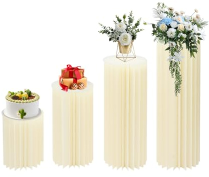 Hochzeit Mittelstücke Karton Vasen, Tafelaufsatz aus Karton, Blumenständer Blumen, Zylinder Ständ für Weihnachten Hochzeit Party Geburtstag Tischdekoration (4 Stück, 40/60/80/100cm)