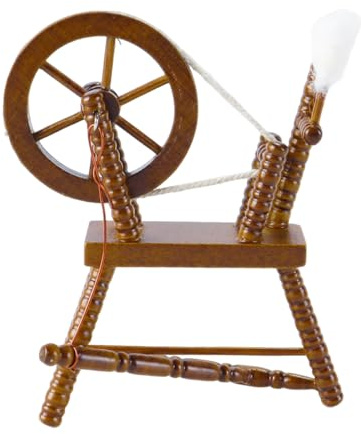 Ausi Puppenhaus-Spinnrad, kleine Nähmaschinen, 1:12, Retro-Spinnmodell mit Kurbelzubehör, Puppenhaus für DIY-Miniaturdekoration