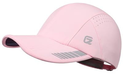 GADIEMKENSD Cappellino Sportivo Pieghevole UPF 50+ con Dettaglio Riflettente, Cappello da Corsa ad Alte Prestazioni in Mesh Traspirante Dri Fit per Golf, Tennis, Allenamento, Rosa L