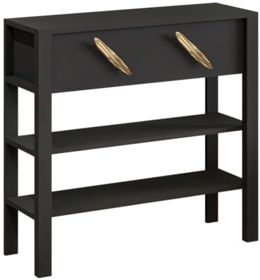 Hanah Home Stilvolle Kommode in Anthrazit, 90 cm x 85 cm x 30 cm | 100% melaminbeschichtete Spanplatte, 18 mm stark | Wandmontage