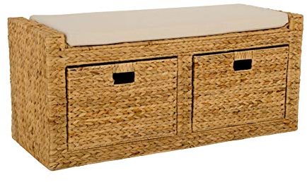 VIVANNO Truhe Sitzhocker Lorante mit Kissen Wasserhyazinthe, Natur