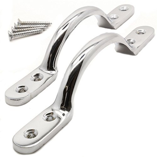2X Large Chrome Victorian Handles + Screws - 5 D Sash Drawer/Cupboard/Door/Window Pulls