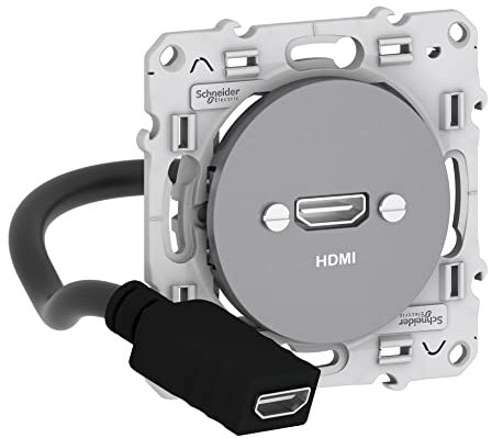 Schneider Electric - Odace - prise HDMI type A - Alu - prise femelle/câble femelle à l'arrière - S530462