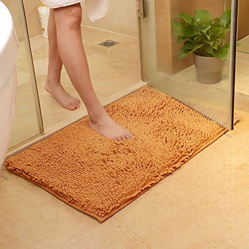 DOTBUY Bathroom Rugs, Chenille Non-slip Super Absorbent Soft Comfortable Shower Rug Bath Mat Bathroom Carpet (60 * 90cm, Champagne)