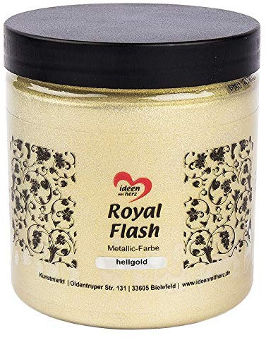 Ideen mit Herz Acryl-Farbe metallic Royal Flash, Hochbrillante Metallic-Farbe, 50 ml (XL hellgold - 250 ml)