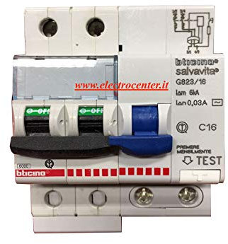 Bticino Magnetotermico Diff.2p 16a 6ka 30ma btdin60 (g823/16)