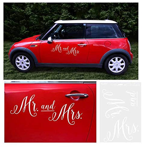 jakopabra Auto-Sticker XL Folien-Aufkleber Hochzeits Motive (Mr and Mrs)