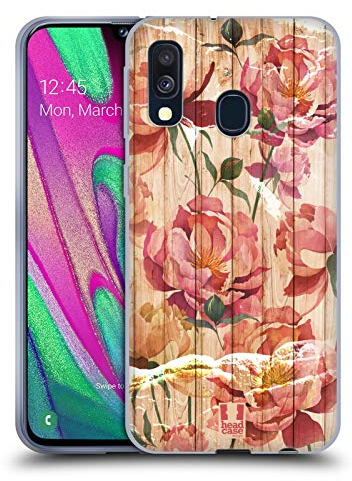 Head Case Designs Pivoines Mélangez Empreinte en Bois Coque en Gel Doux Compatible avec Samsung Galaxy A40 (2019)