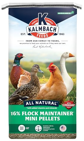 Kalmbach Feeds 16% Flock Maintainer Mini Pellet Feed for Mixed Flocks of Poultry, 50 lb Bag