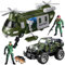 JOYIN Militärfahrzeuge Spielzeug Set aus reibungsbetriebenem Transporthubschrauber und Militär-LKW with Light and Sound Siren and Army Men Soldier Action Figures for Kids