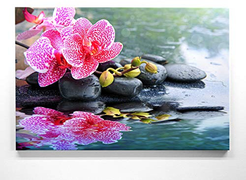 Orchideebild im Groß-Format 120x80cm, Orchidee Rosa - als großes XXL Leinwandbild. Wandbild als Hintergrund und Deko für Wohnzimmer & Schlafzimmer. Aufgespannt auf Holzrahmen