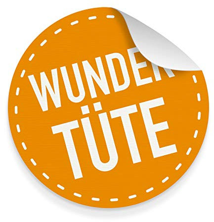 5x itenga große Aufkleber Wundertüte Sticker Etiketten rund 9,5cm orange