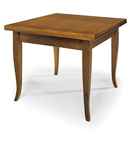 Mar.c.a. Design, Mesa Comedor Extensible, Mesa de Comedor Madera, Nogal 100x100x75H, Dimensión Total de 200x100 - Mesa Plegable Estilo Clásico, Mesa Salon y Cocina, Made in Italy