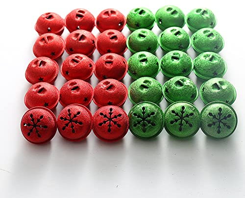 Zsail Weihnachtsglocken 32 Stücke Jingle Glocken mit Schneeflocke Ausschnitt für Weihnachtsbäume und Wohndekorationen (rot&grün)