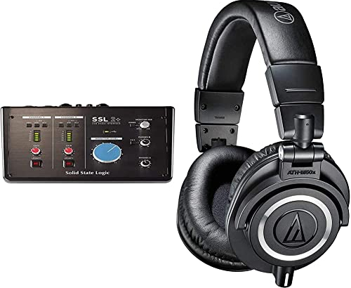 Solid State Logic Ssl2 + Audio Interface + Audio-Technica Audio-Técnica Ath-M50X Auriculares Para Dj, Color Negro