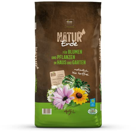 NATUR Erde für Blumen und Pflanzen im Haus und im Garten, 45l, Blumenerde, Pflanzenerde, Pflanzerde