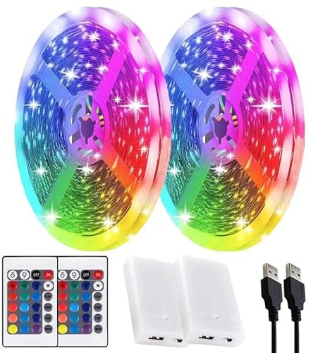 Baeyateda LED Strip Lights Battery Powered,20FT Led Lights USB Powered for TV,5050 Multi-Color Changing Led Lights for Bedroom,Home Decoration,Party,Camping (6m)