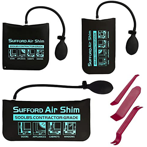 Dinana Air Wedge Bag, 3 Pack Commercial Grade Air Wedge Bag Pump Professional Leveling Kit & Alignment Tool for Cabinet, Appliance, Furniture, Inflatable Lifting Air Wedge Pump Bag, 300 LB Rating