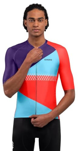 SIROKO - Radtrikot M2 Flèche - L - Feuerrot/Hellblau