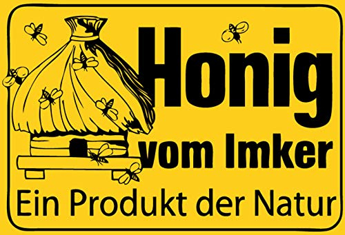 Blechschild 20x30cm gewölbt honig vom Imker Naturprodukt Deko Geschenk Metall Schild