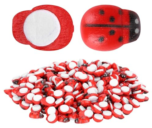 Holz Marienkäfer, Selbstklebende Marienkäfer, Kleine Marienkäfer Ladybug Aus Holz, Marienkäfer zum Basteln, Glückskäfer aus Holz, 300 Stück Marienkäfer aus Holz, selbstklebende Verzierungen Heimwerker