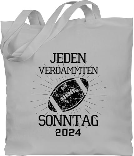 Geschenk mit Namen personalisiert by Shirtracer Baumwolltasche - American Football Geschenke Superbowl - Jeden verdammten Sonntag 2024 - Unisize - Hellgrau