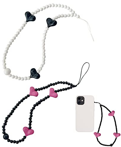 2Pcs Cuentas Colgante para Teléfono,Cadena de Teléfono Antipérdida, Cordon de Teléfonos Móviles,Bohemio Correa de Muñeca para Móvil, Colgante Colorido para Mujeres Bolso,Teléfono con cuentas Encanto