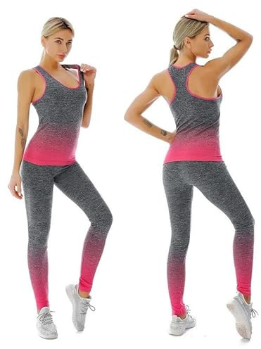 ZiaWorld Tenue d'entraînement 2 pièces pour femme - Ensemble de gym sans couture côtelé décontracté et confortable - Legging taille haute - Survêtement de sport pour le yoga et le fitness